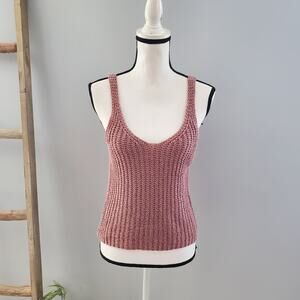 Mood & Madison Pink V-Neck Knit Tank Top S